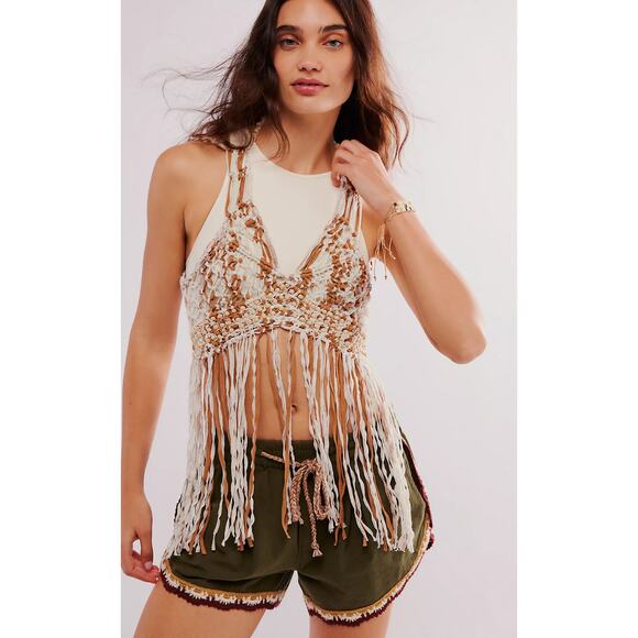 NWT Free People Bali Macrame Tank Top - Size Large - Picture 1 of 4